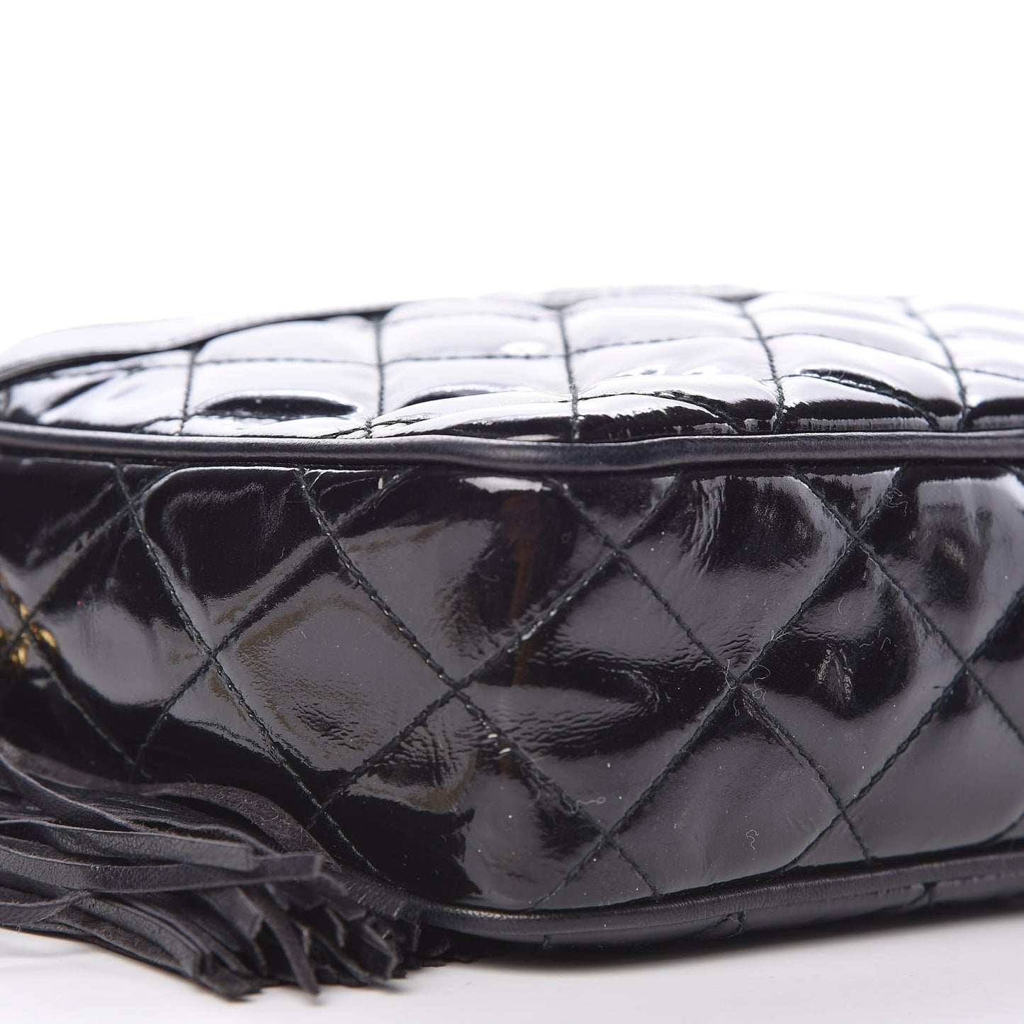 Patent Quilted Tassel Camera Case Black