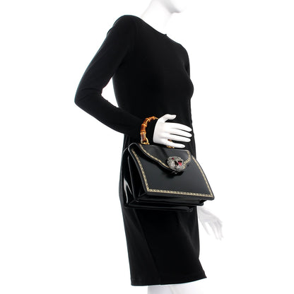 Gucci Calfskin Bamboo Medium Thiara Top Handle Bag Black 3 of 10