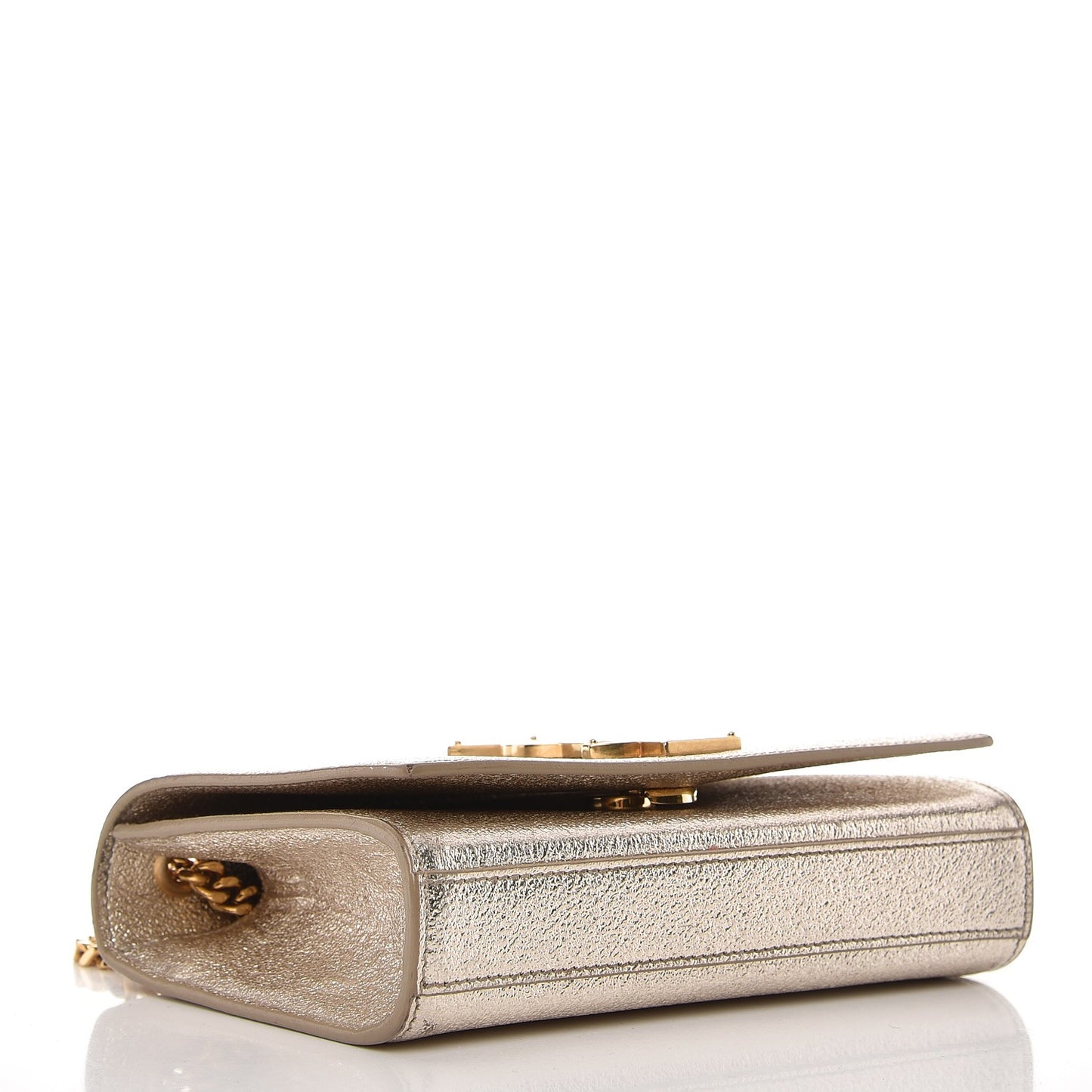 Metallic Calfskin Small Classic Monogram Kate Satchel Pale Gold