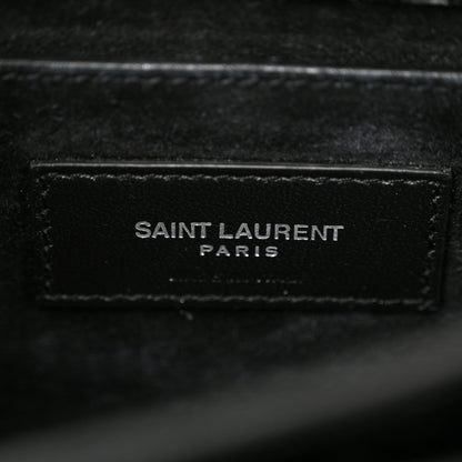 Saint Laurent Calfskin Crocodile Embossed Medium Monogram Sunset Black 6 of 12