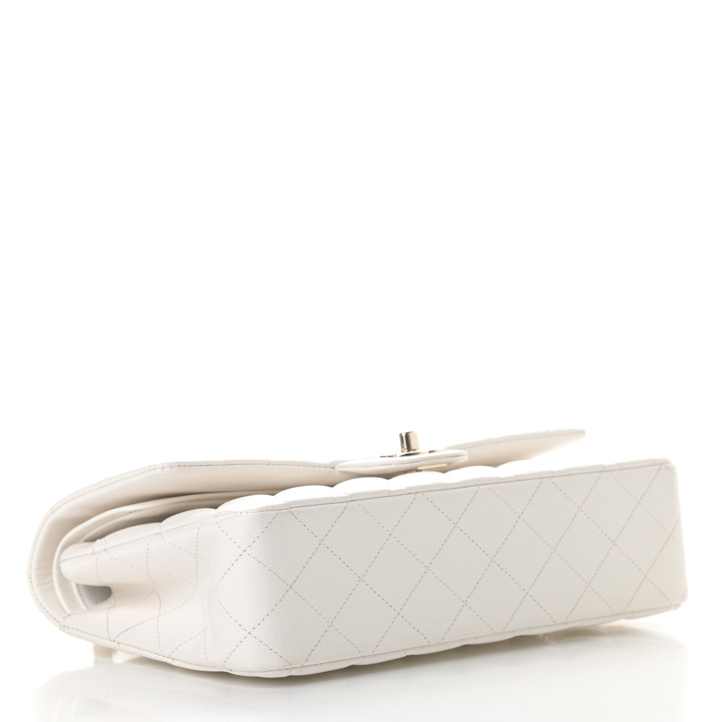 Caviar Quilted Medium Double Flap White