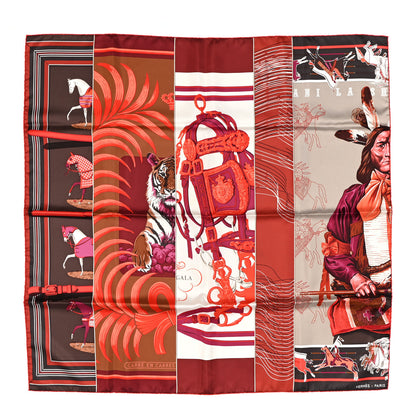 Hermes Silk Carre En Carres Scarf 90 Corail Brun Framboise 1 of 4