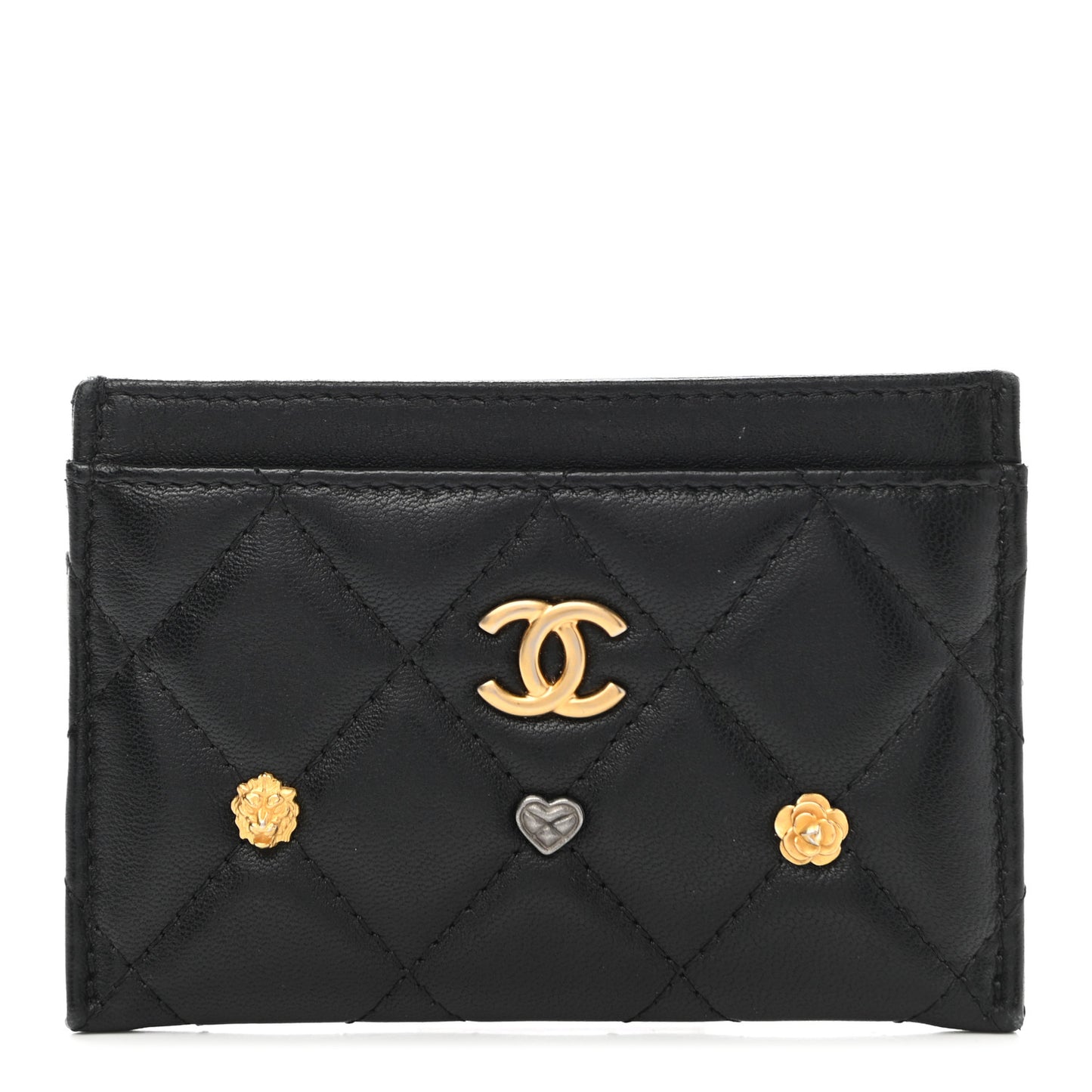 Lambskin Lucky Charms Card Holder Black