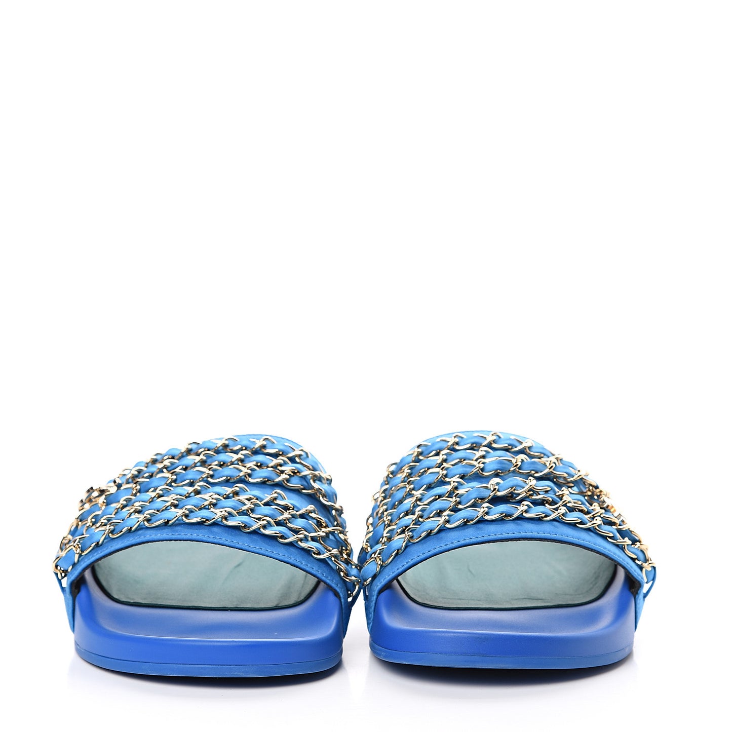 Canvas Chain Flat Sandals 39 Bright Blue