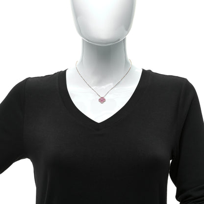 Van Cleef & Arpels 18K Rose Gold Diamond Rhodonite Vintage Alhambra Pendant Necklace 2 of 7