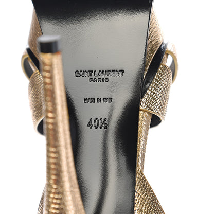 Saint Laurent Metallic Calfskin Lizard Embossed Tribute 105 Platform Sandals 40.5 Gold 6 of 8