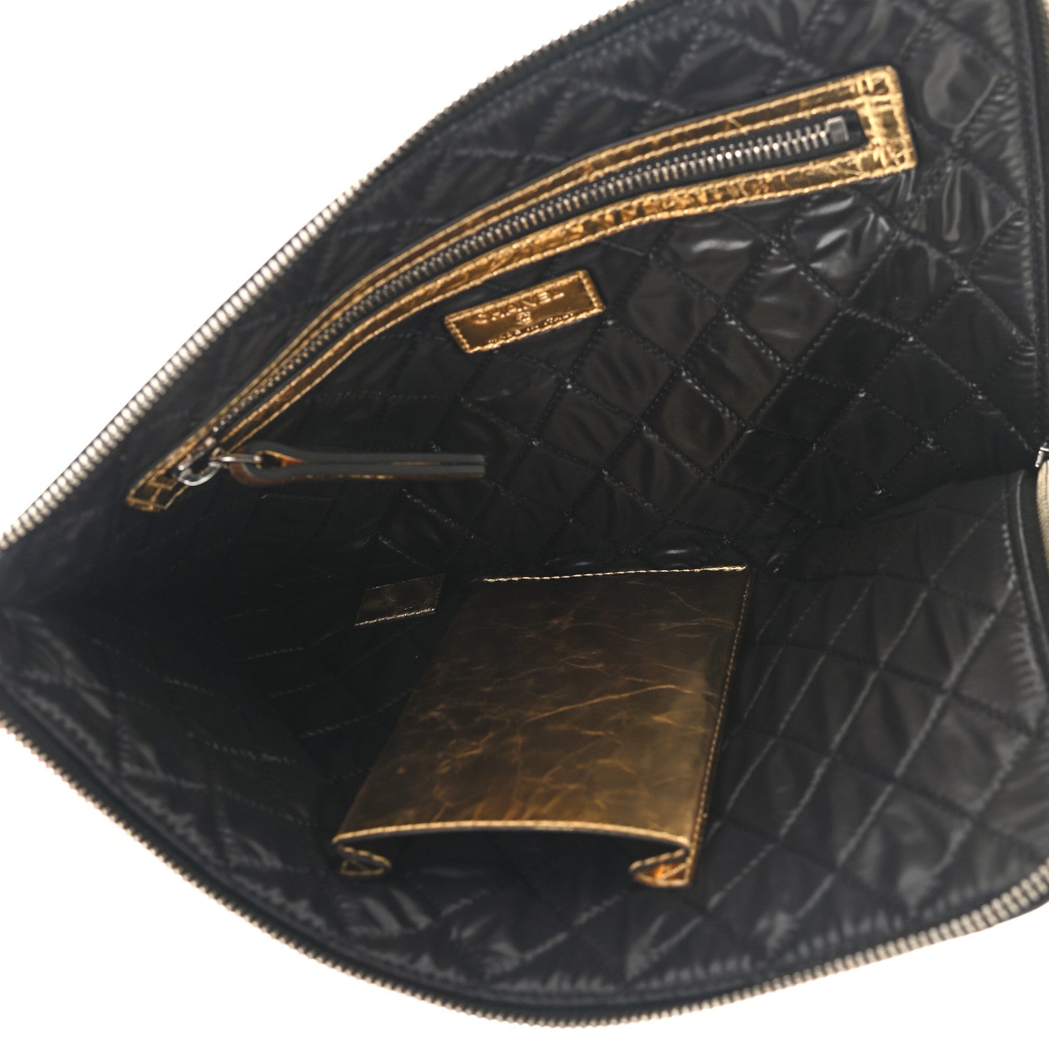 Chanel Metallic Lambskin Medium Je Ne Suis Pas En Solde Pouch Clutch Gold 5 of 8