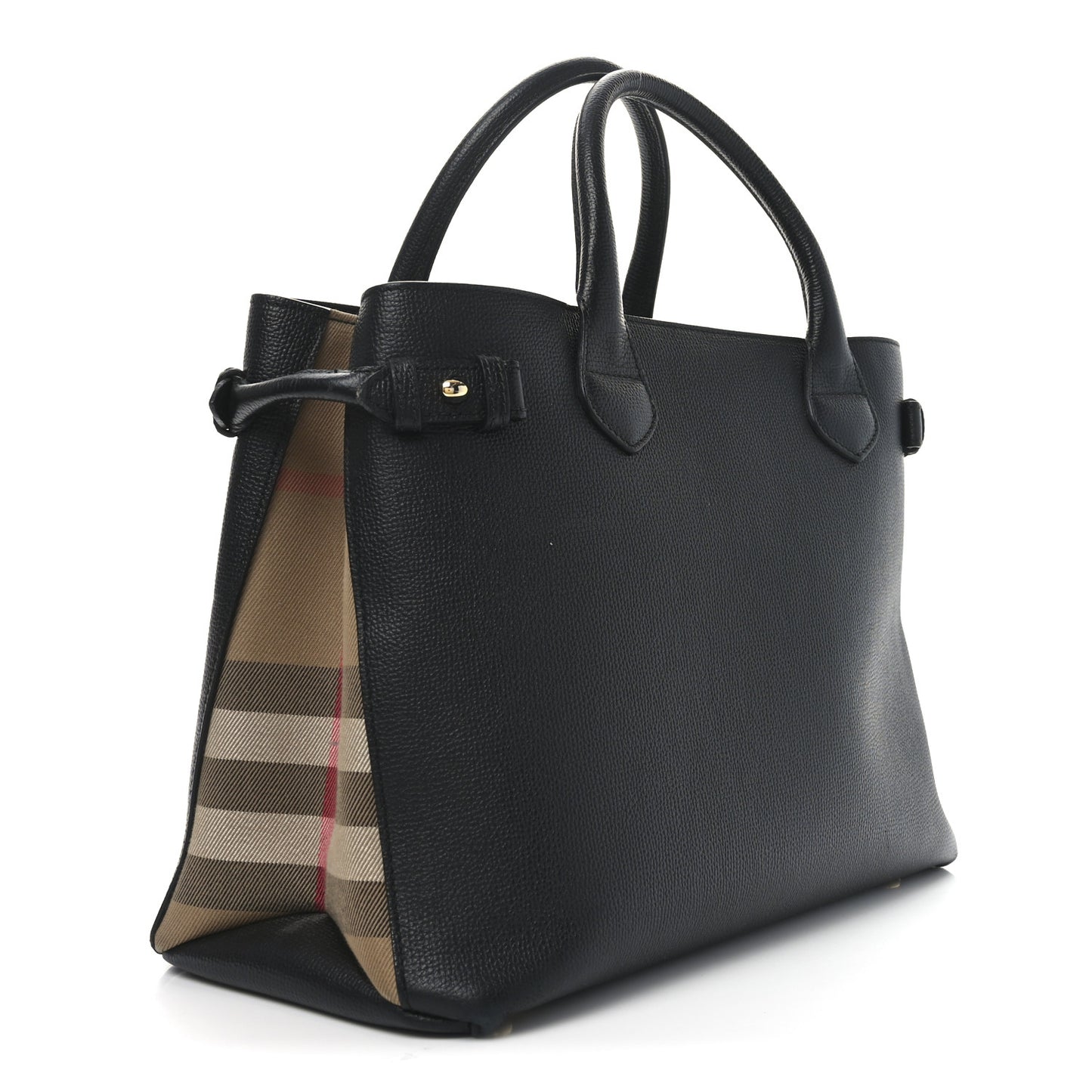 Derby Calfskin House Check Medium Banner Tote Black