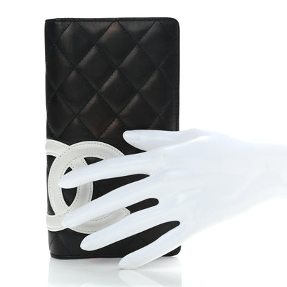 Chanel Calfskin Quilted Cambon Yen Wallet Black White 2 of 9