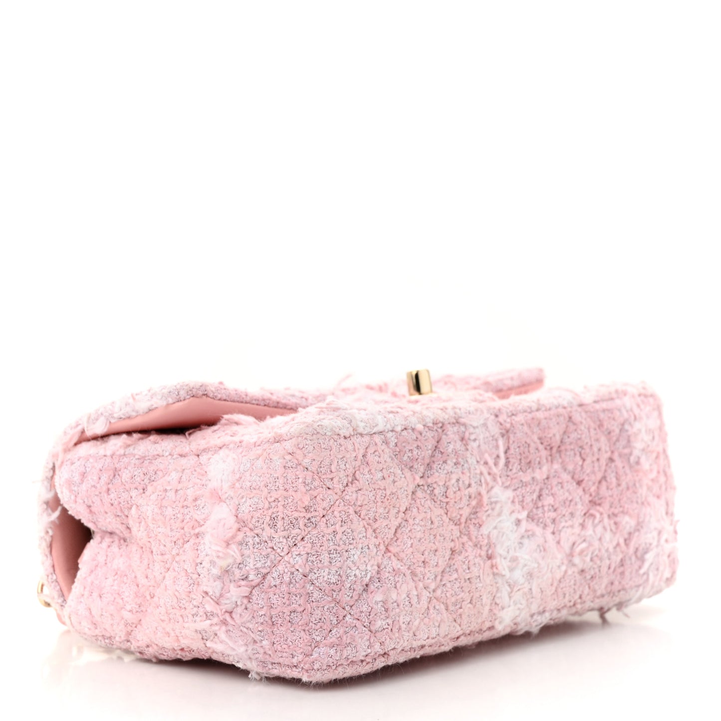 Tweed Quilted Mini Rectangular Flap Light Pink White
