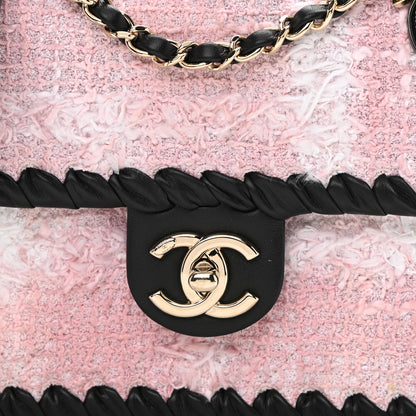 Chanel Tweed Braided Calfskin Mini My Own Frame Flap Pink Black 8 of 9