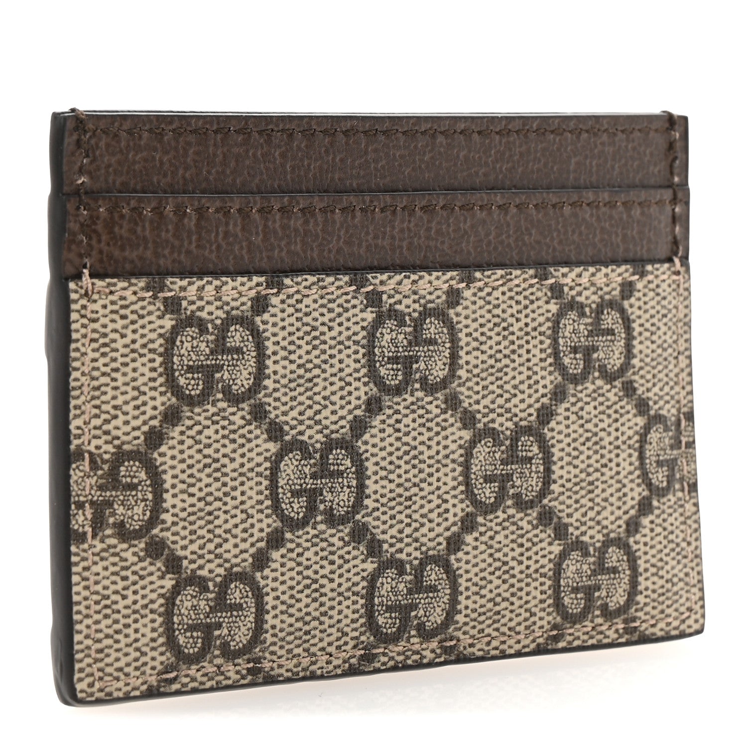 Gucci GG Supreme Monogram Textured Dollar Calfskin Ophidia Card Holder Beige Ebony New Acero 3 of 6