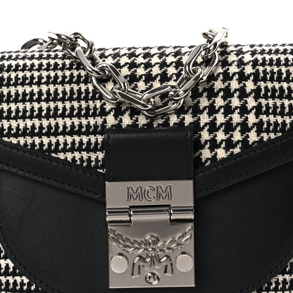 MCM Calfskin Houndstooth Mini Patricia Belt Bag Black White 8 of 12