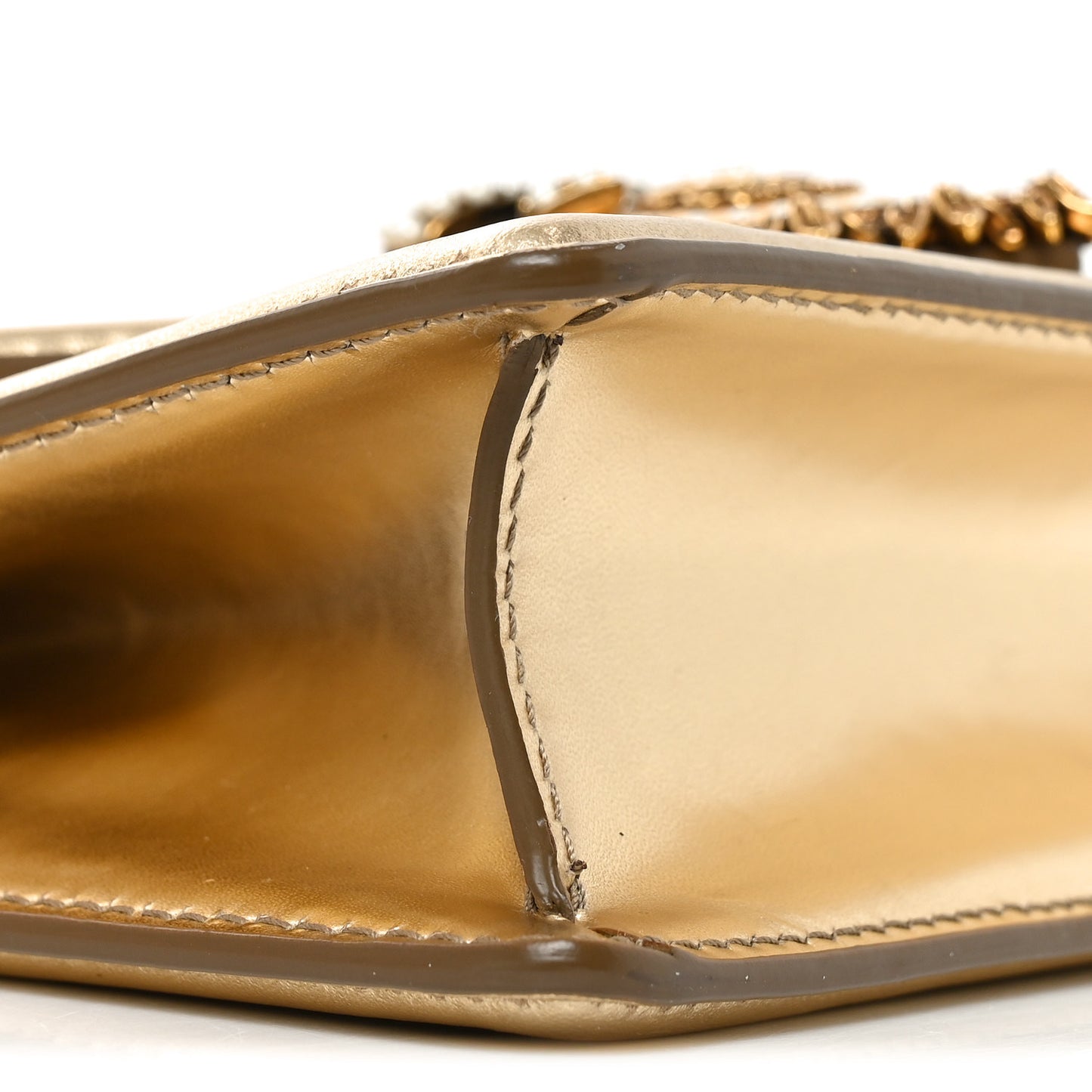 Metallic Nappa Small Devotion Envelope Top Handle Bag Gold