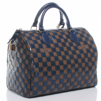 Louis Vuitton Damier Paillettes Speedy 30 Blue 3 of 8