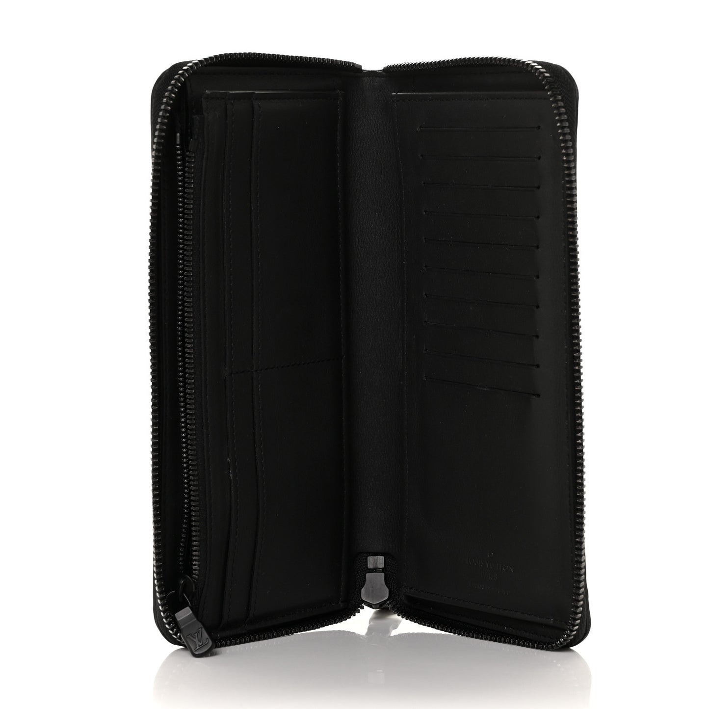 Calfskin Monogram Shadow Vertical Zippy Wallet Black