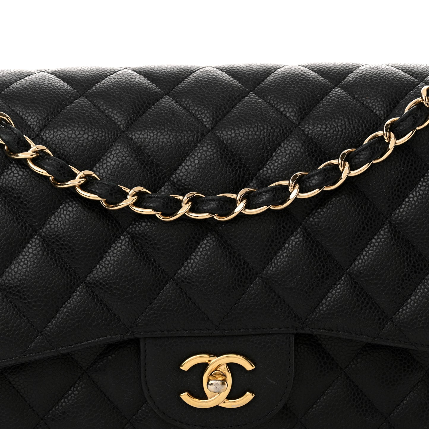Caviar Quilted Jumbo Double Flap Black