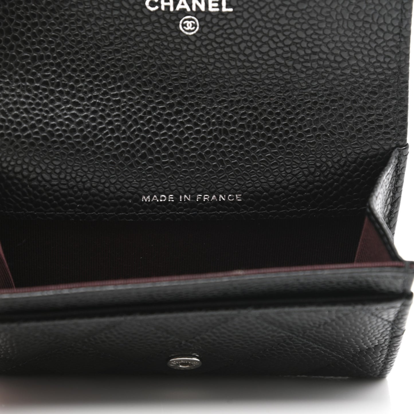 Caviar Quilted Flap Card Holder Wallet Black
