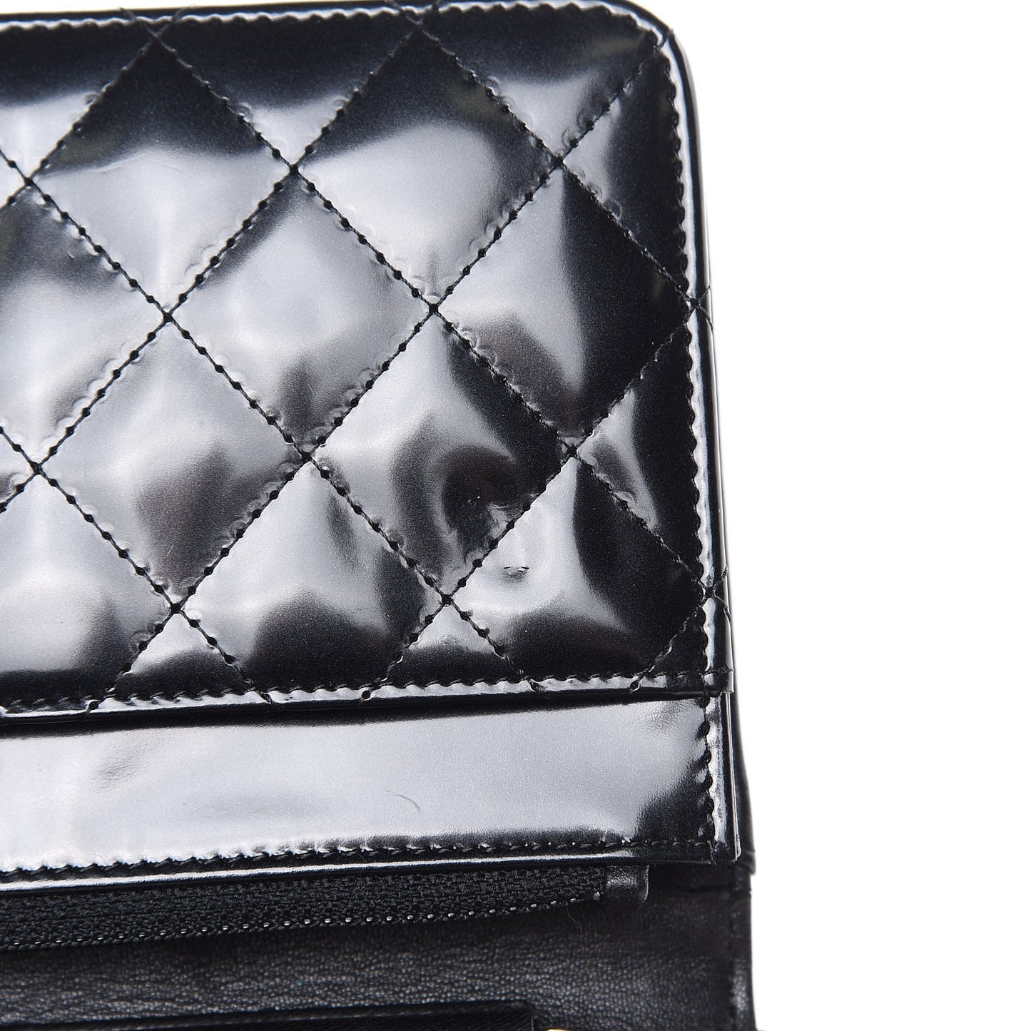Glazed Calfskin Quilted Boy Wallet On Chain WOC Black