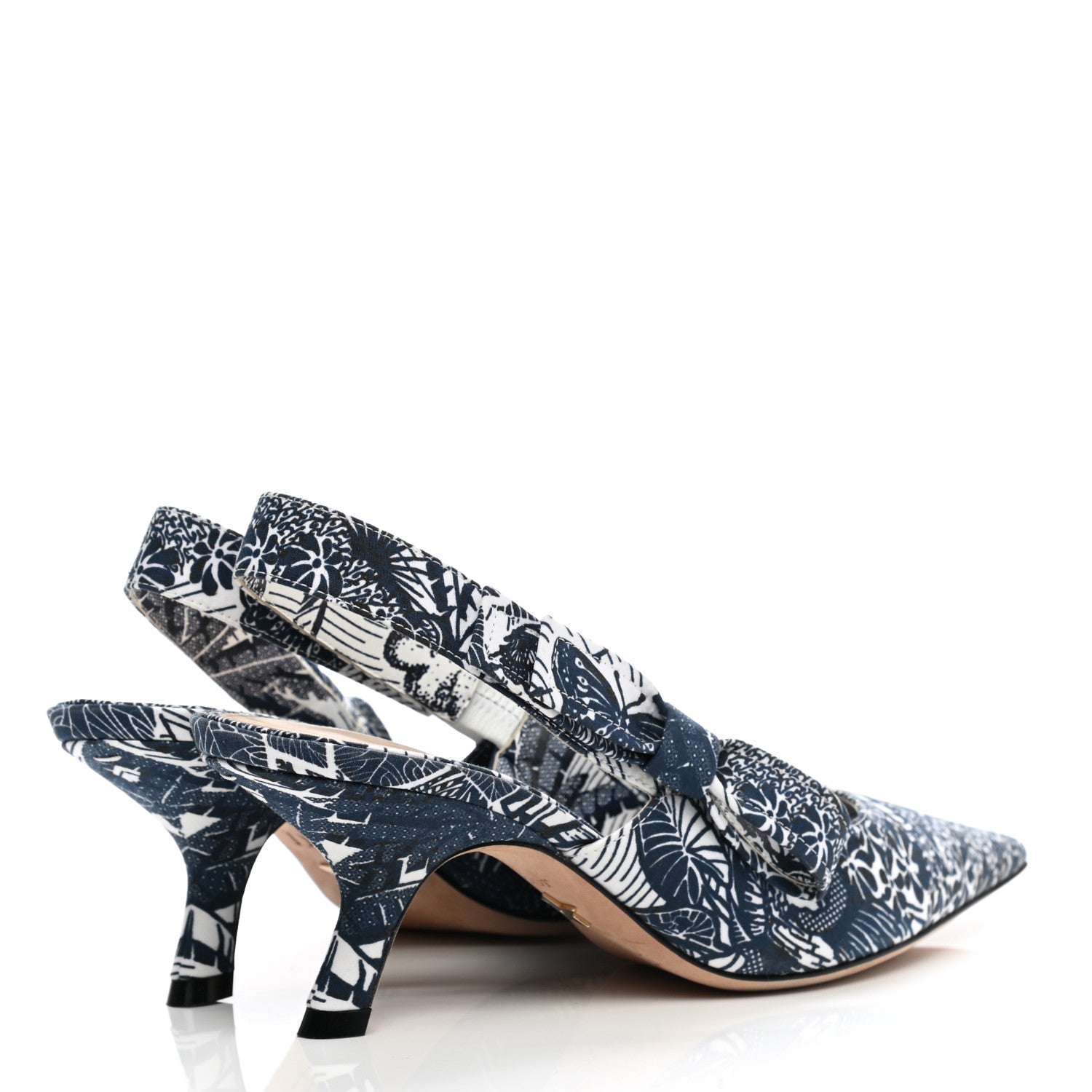 Christian Dior Toile De Jouy Tropicalia Sweet D Slingback Pumps 37.5 Indigo White 4 of 7