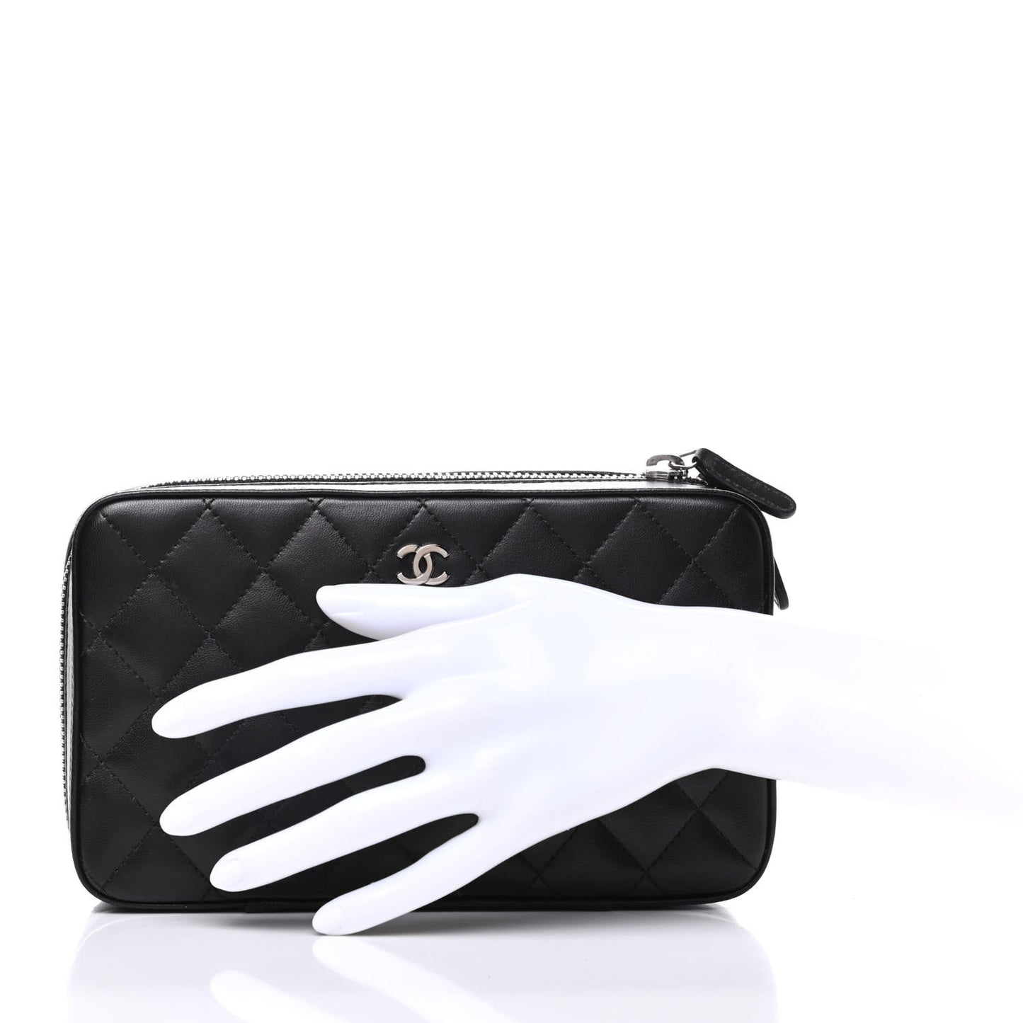 Lambskin Quilted Jewelry Case Black