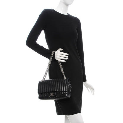Chanel Lambskin Vertical Quilted Medium Single Flap Black 3 of 16