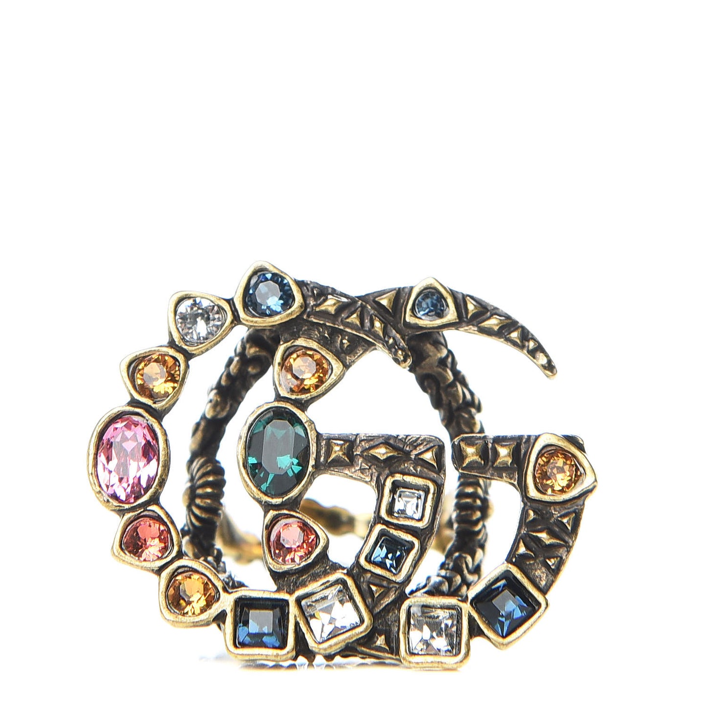 Crystal Double G Ring 6.5 Multicolor