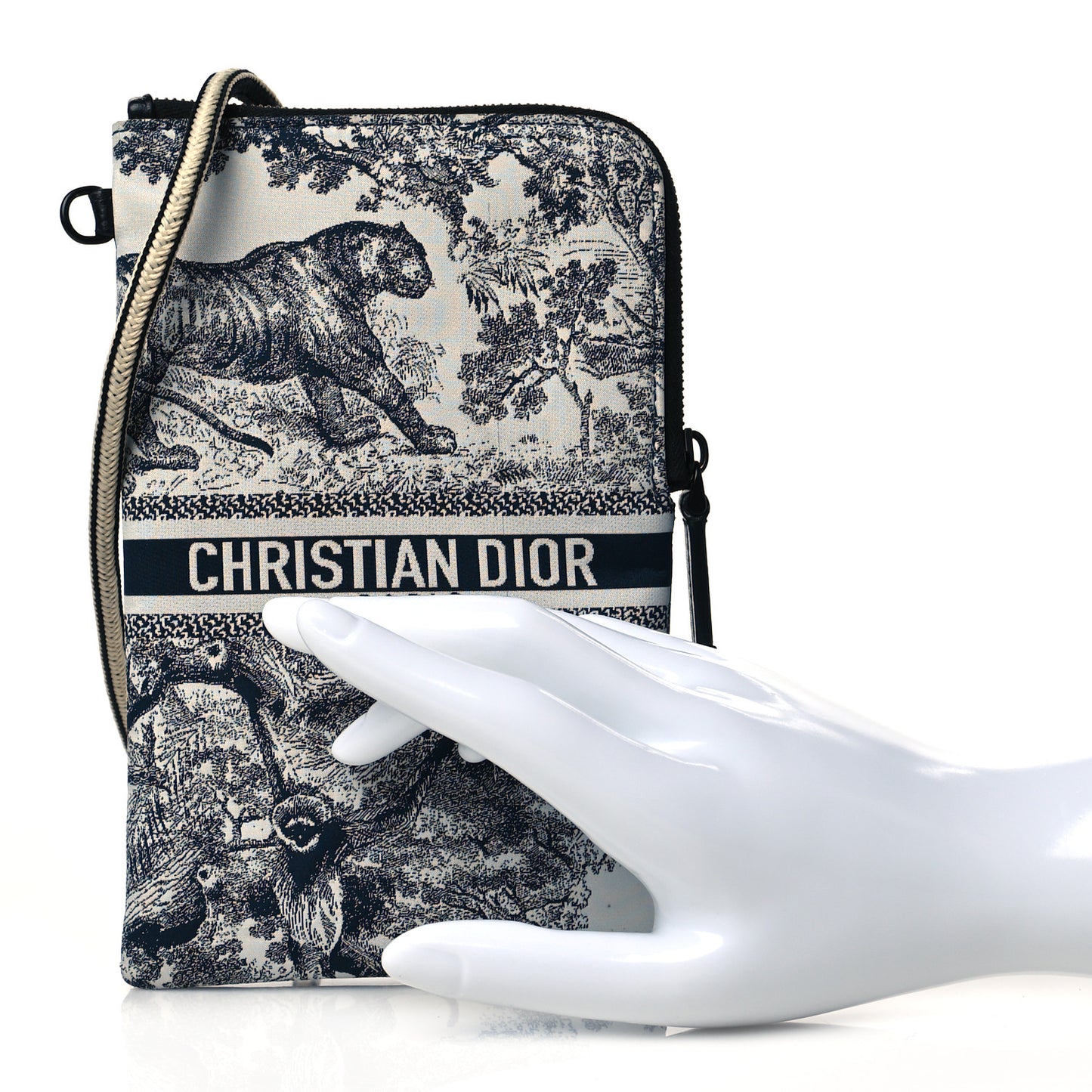 Technical Fabric Embroidered Toile De Jouy DiorTravel Multifunction Pouch Blue