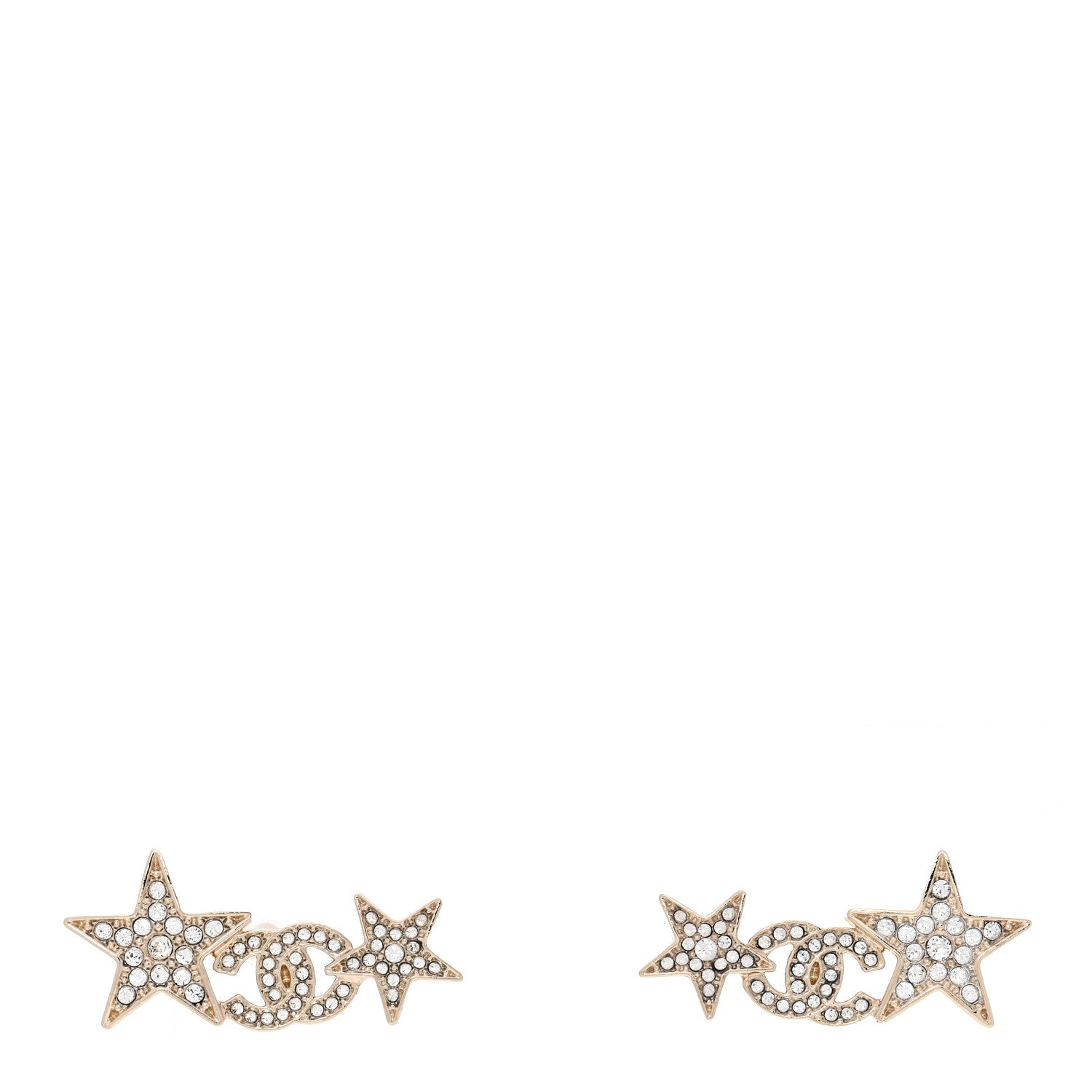 Chanel Crystal Star CC Earrings Gold 1 of 5