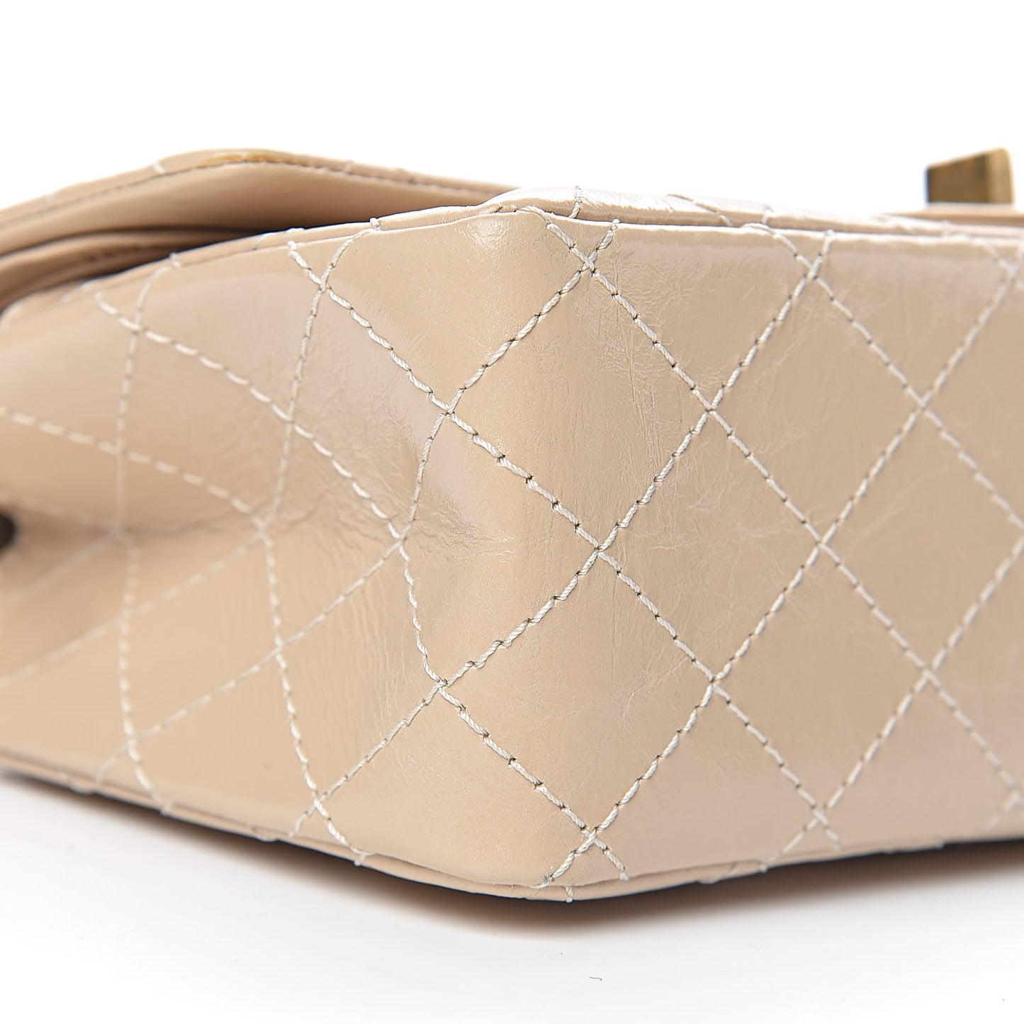 Patent Distressed Calfskin Quilted 2.55 Reissue 225 Flap Beige