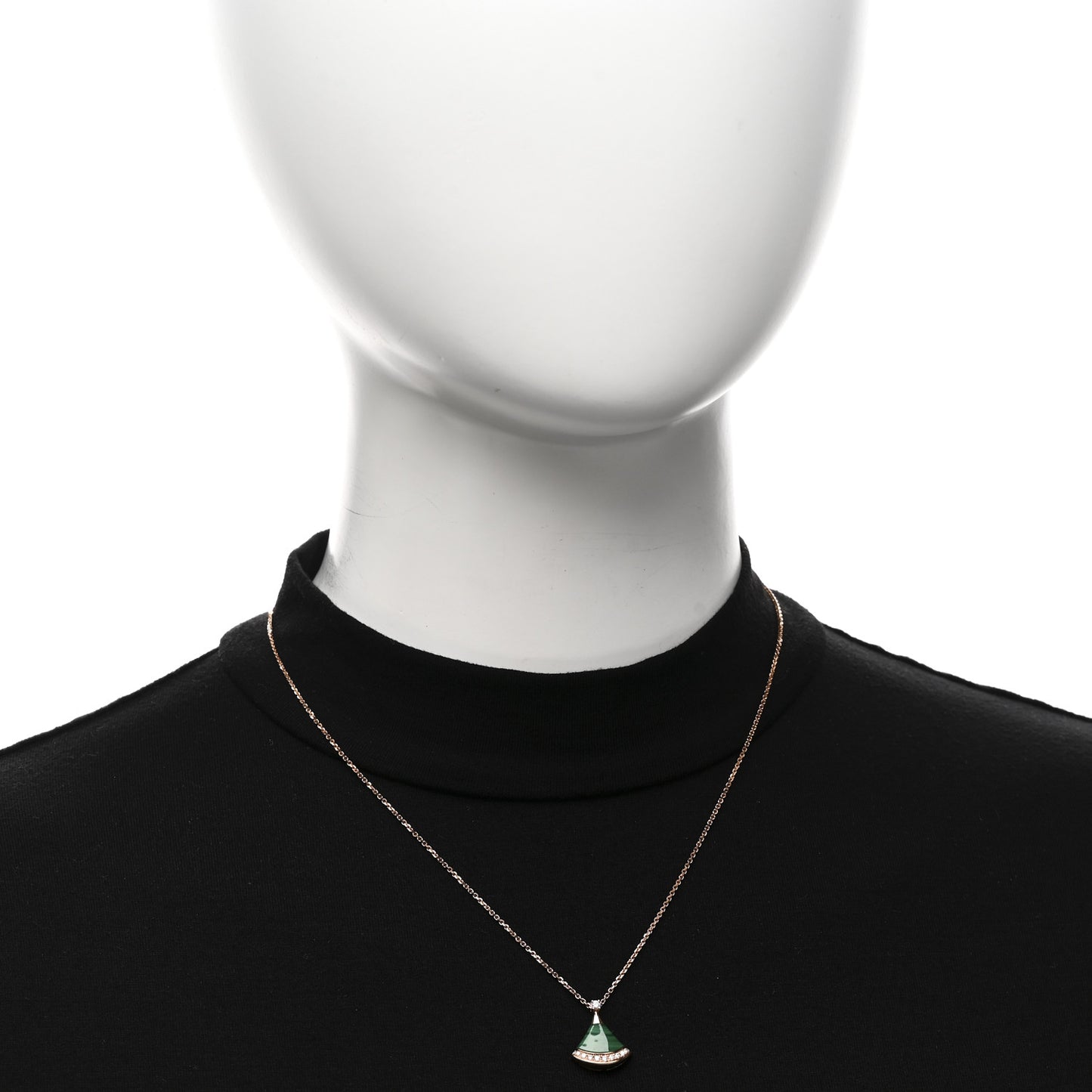18K Rose Gold Diamond Malachite Divas' Dream Pave Pendant Necklace