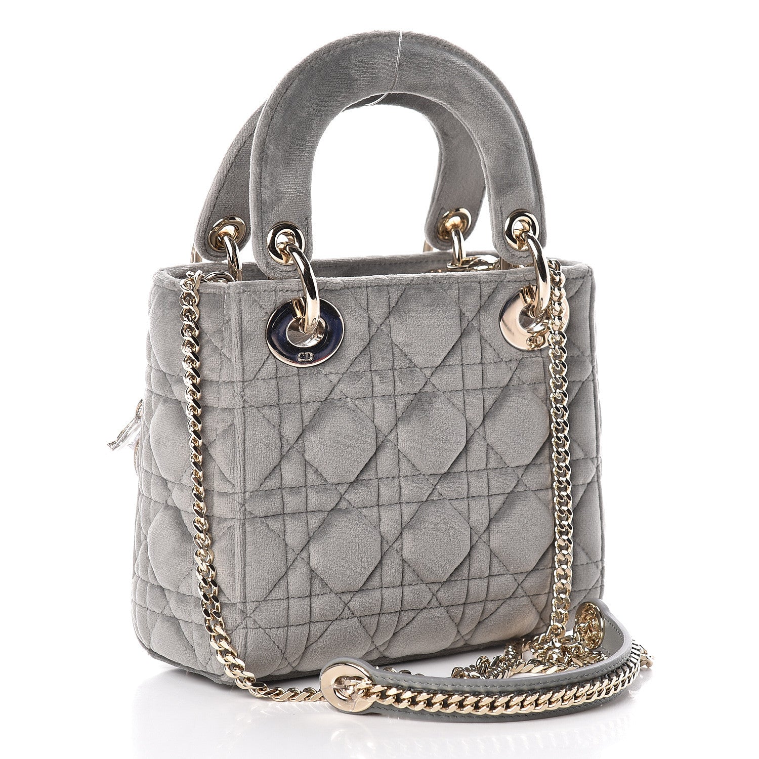 Christian Dior Velvet Mini Lady Dior Gray 3 of 11