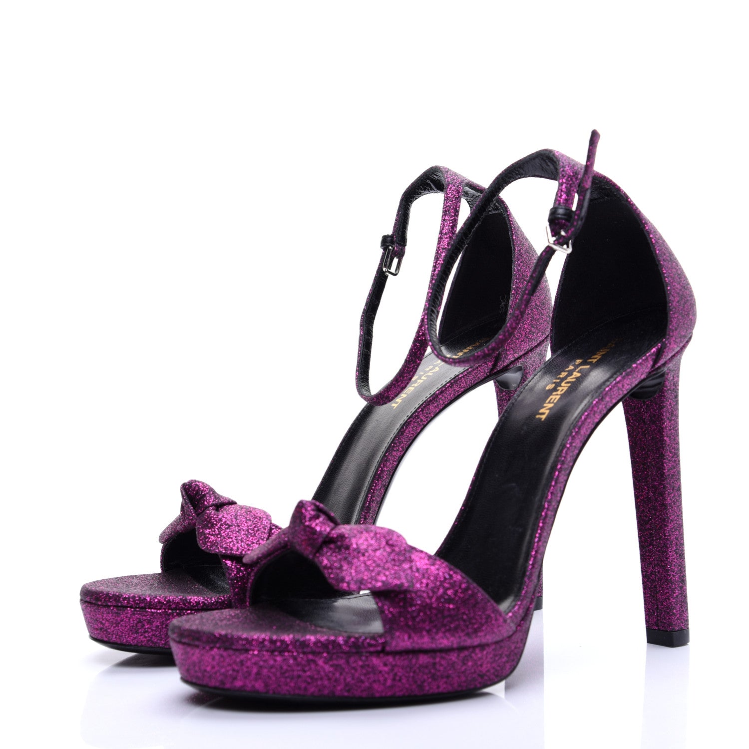 Saint Laurent Glitter Hall Platform Sandals 39.5 Purple 5 of 13