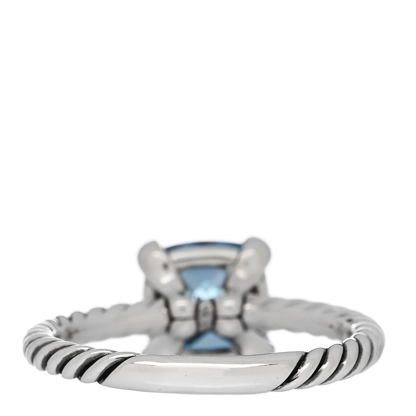 Sterling Silver Diamond Blue Topaz 8mm Chatelaine Ring 55 7.25
