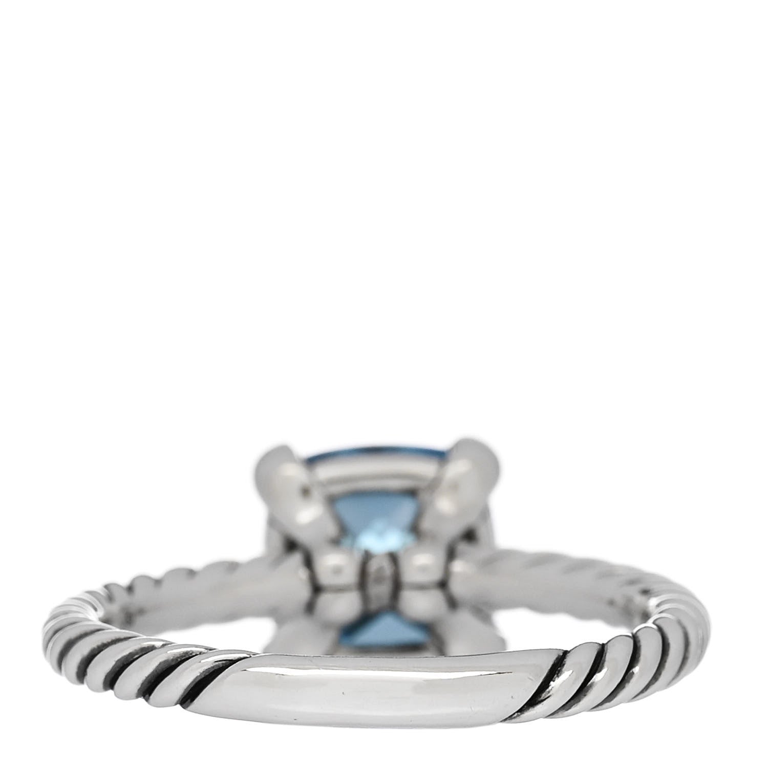 David Yurman Sterling Silver Diamond Blue Topaz 8mm Chatelaine Ring 55 7.25 4 of 6