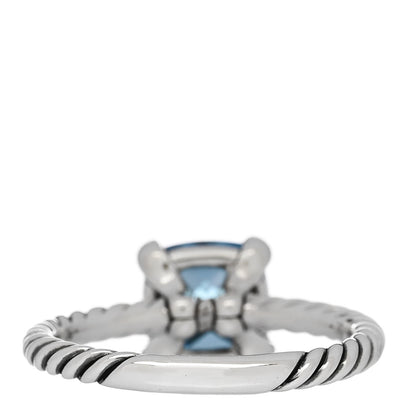 David Yurman Sterling Silver Diamond Blue Topaz 8mm Chatelaine Ring 55 7.25 4 of 6