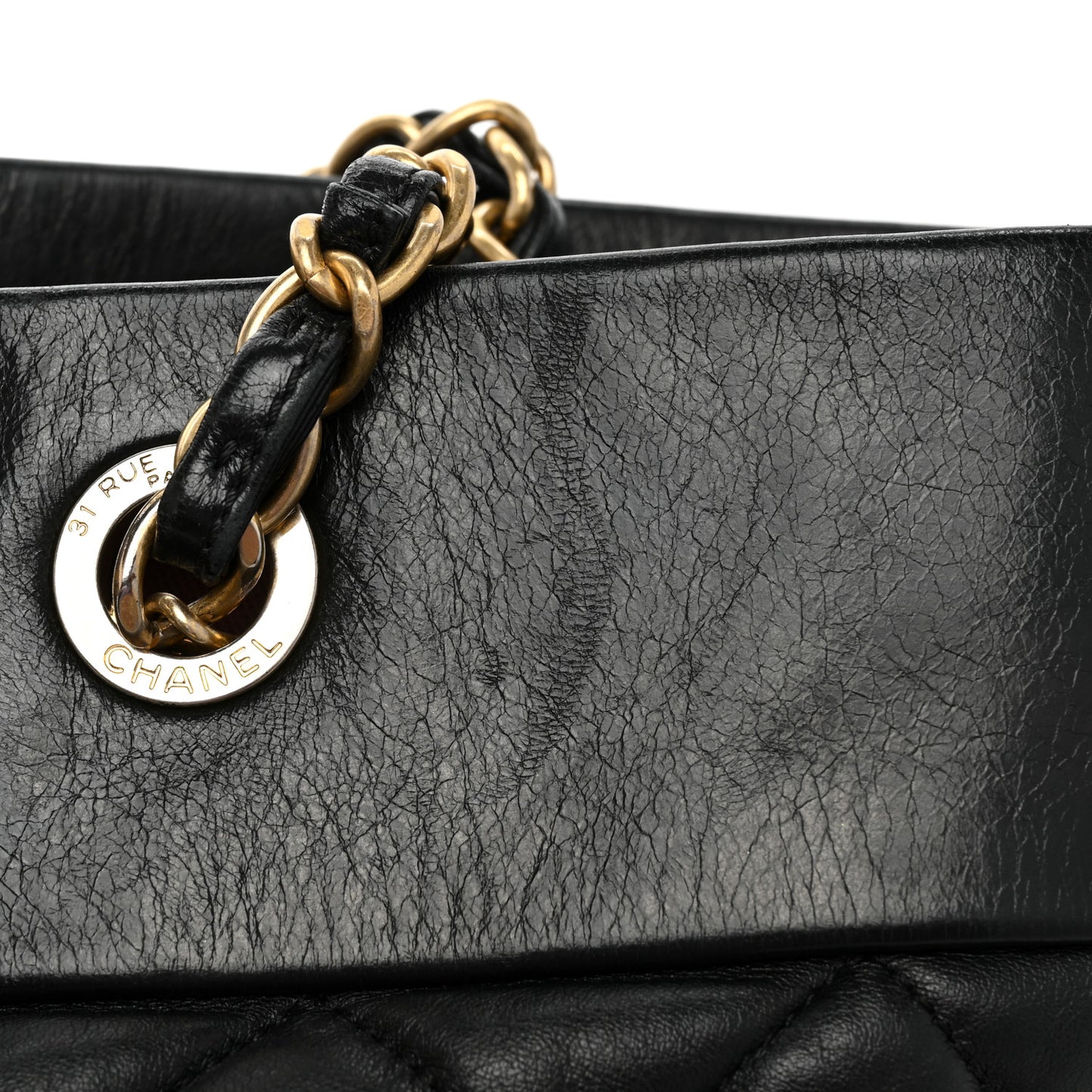 Calfskin Quilted Large Soft Elegance Tote Black