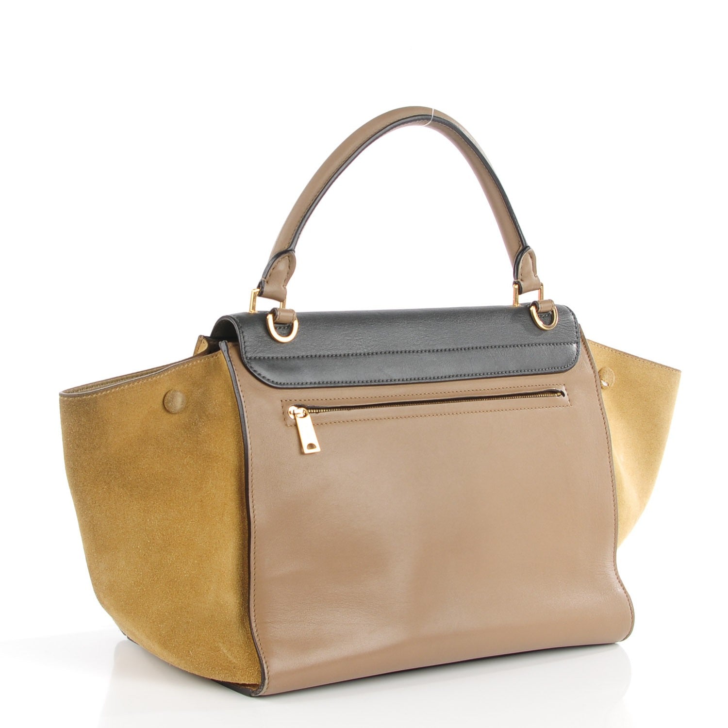 Celine Smooth Calfskin Suede Medium Tri-Color Trapeze Olive 3 of 9