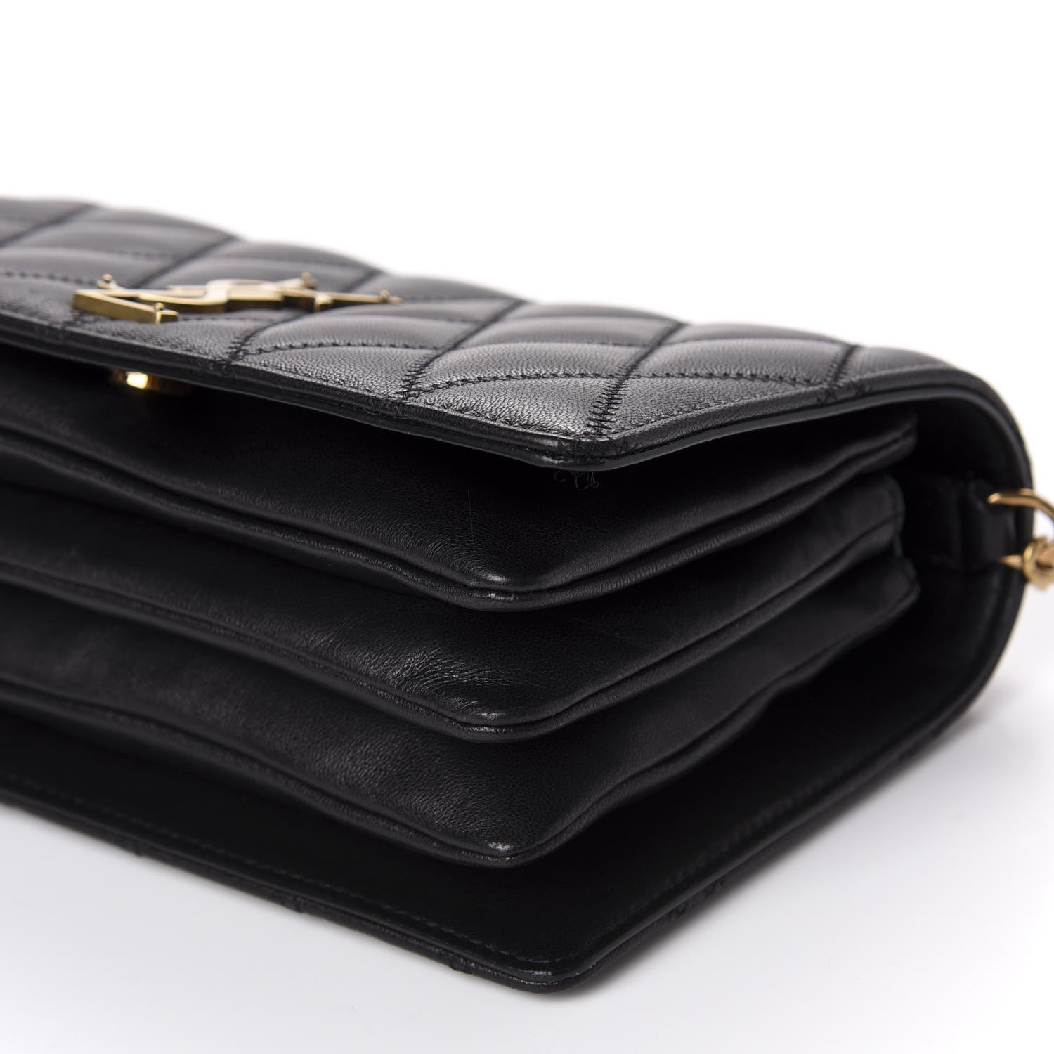 Saint Laurent Lambskin Diamond Quilted Monogram Angie Chain Bag Black 7 of 11