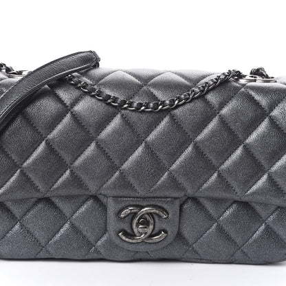 Chanel Metallic Calfskin Quilted Medium CC Eyelet Flap Dark Silver 8 of 10