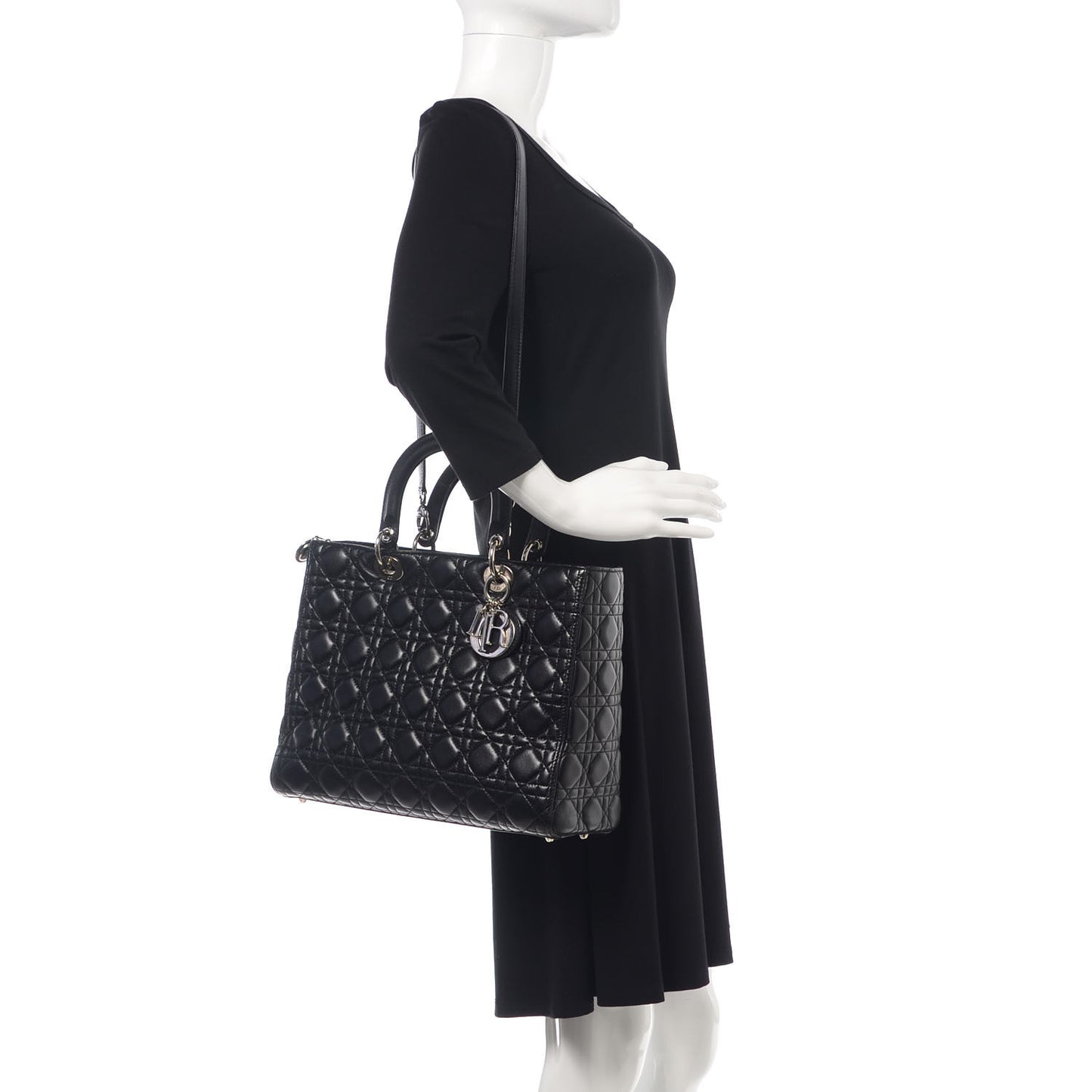 Lambskin Cannage Large Lady Dior Black