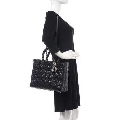Christian Dior Lambskin Cannage Large Lady Dior Black 2 of 11