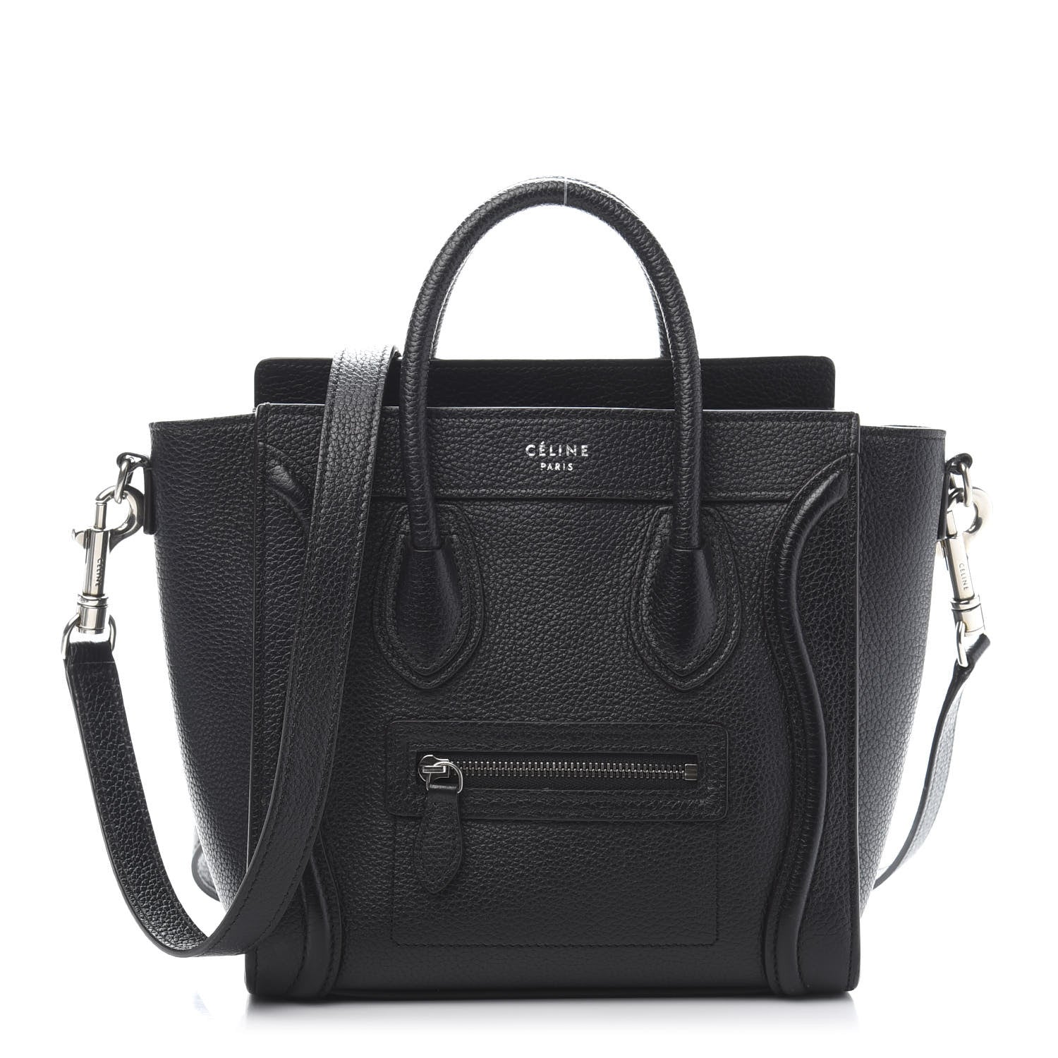 Celine Drummed Calfskin Nano Luggage Black 1 of 9