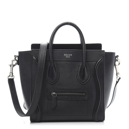 Celine Drummed Calfskin Nano Luggage Black 1 of 9