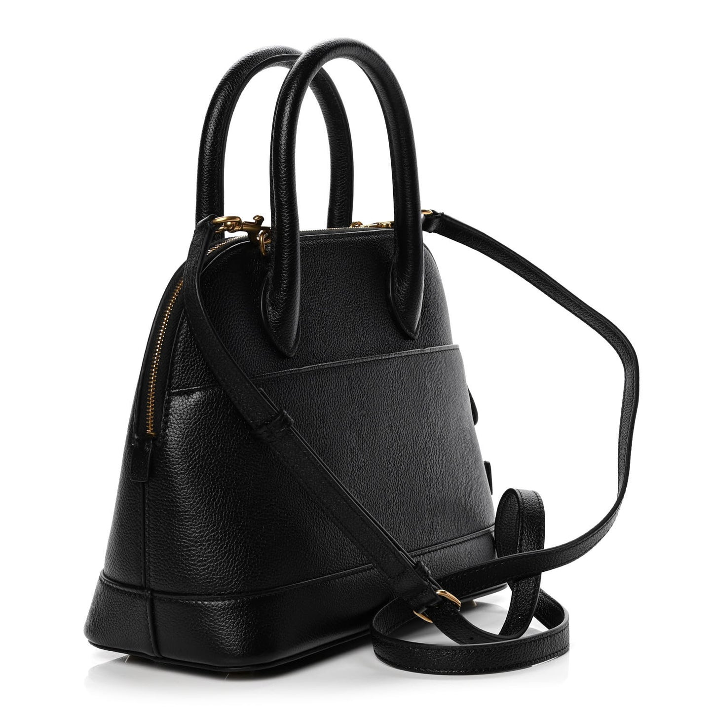 Grained Calfskin Logo S Ville Top Handle Bag Black White
