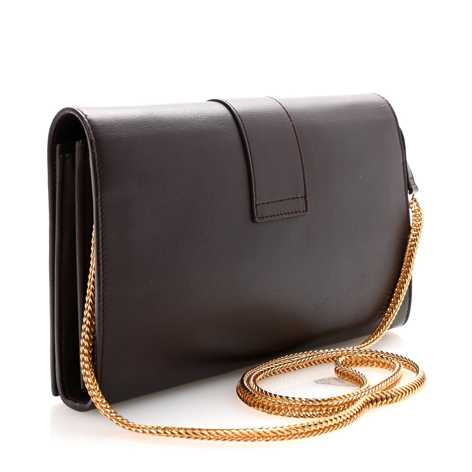 Saint Laurent Calfskin Classic Y Ligne Chain Wallet Wine 3 of 9