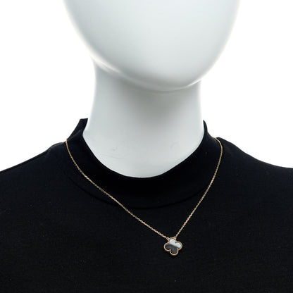 Van Cleef & Arpels 18K Yellow Gold Black Onyx Vintage Alhambra Pendant Necklace 2 of 5