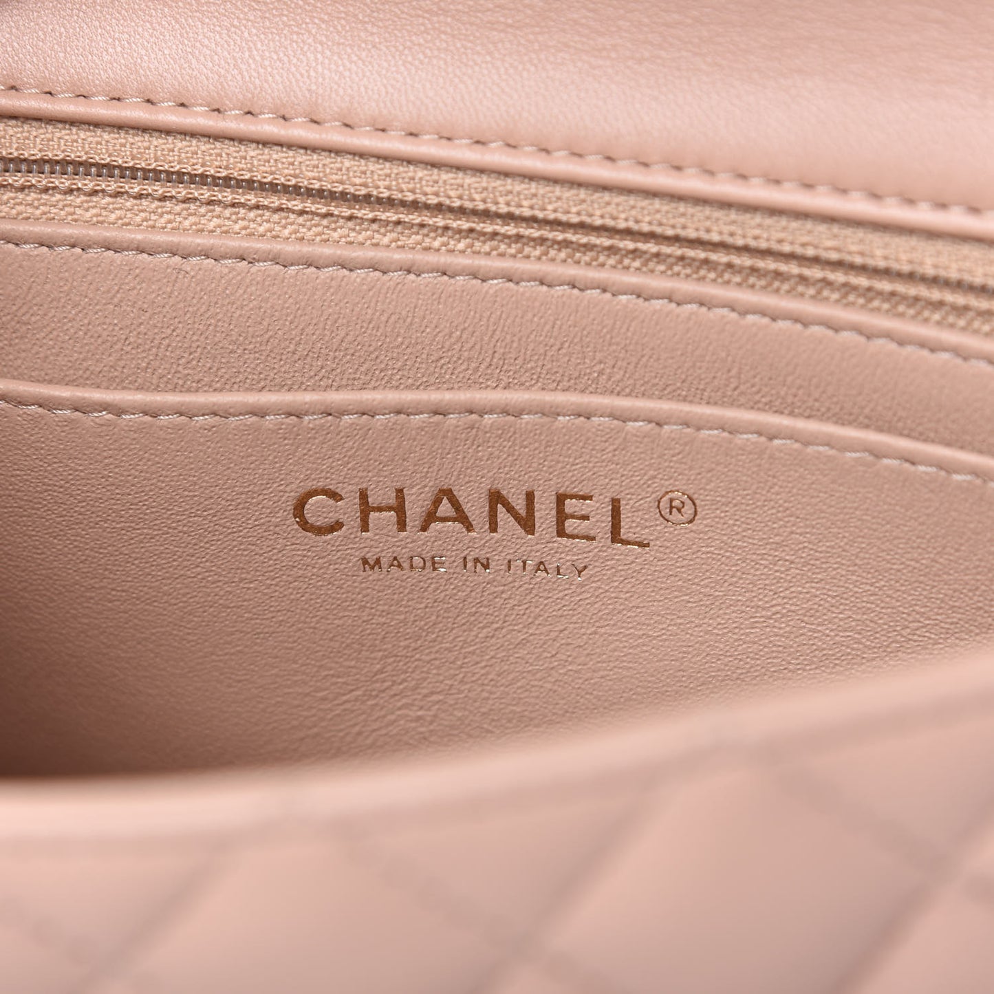 Lambskin Quilted Mini Rectangular Flap Beige