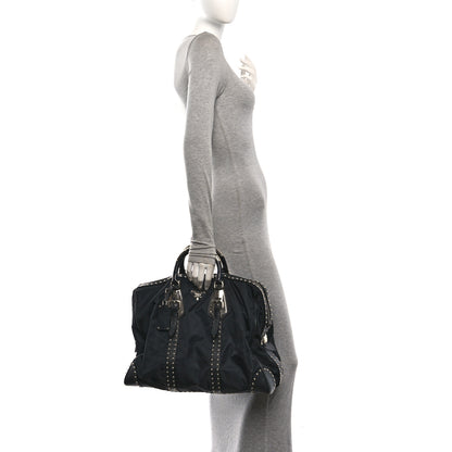 Prada Nylon Saffiano Studded Large Trunk Bag  Black 2 of 9