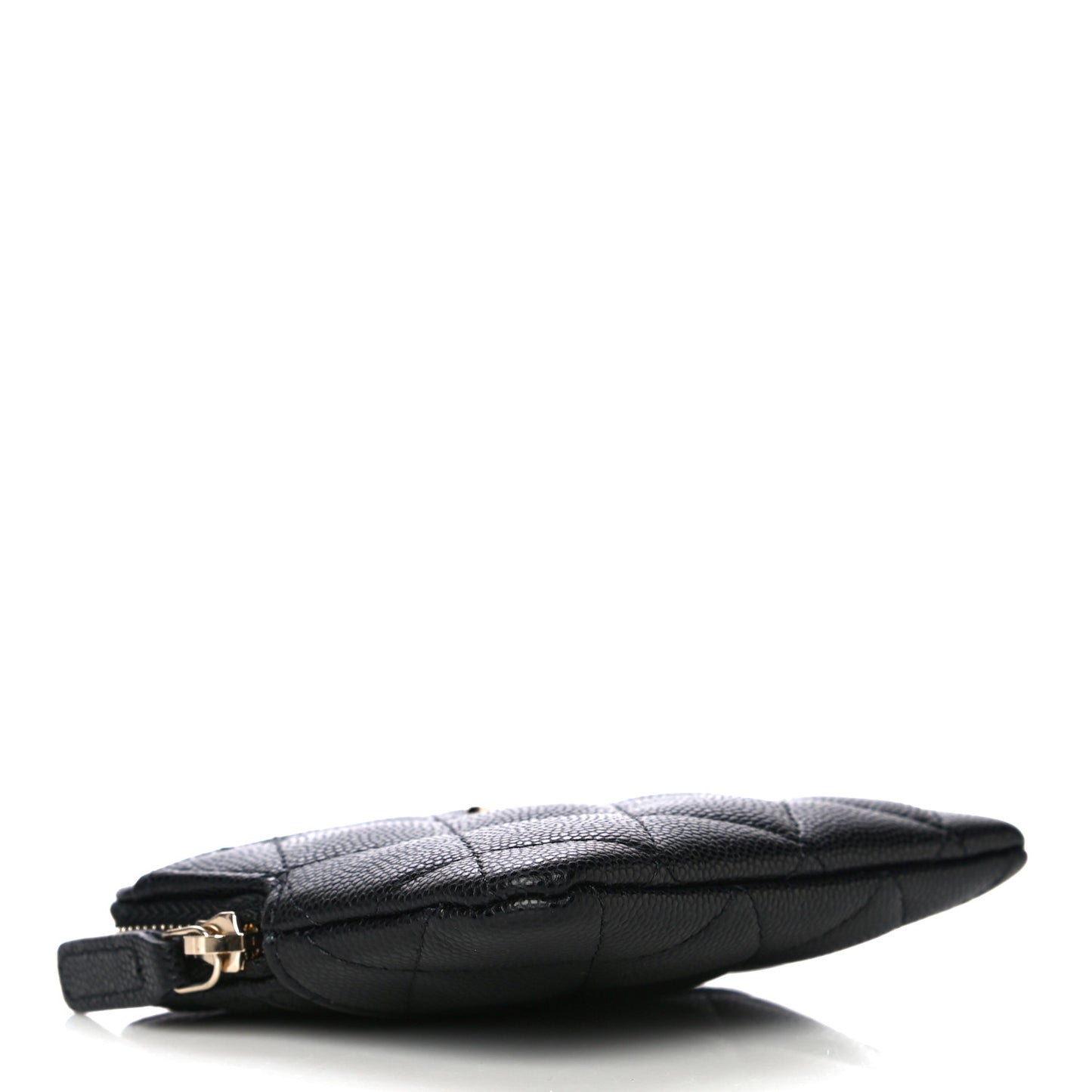 Caviar Quilted Zip Card Holder Wallet Black